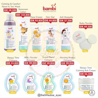 Bambi Baby Cologne / Calming Rub / Head to Toe Wash / Mosquito Lotion Sleepy Calming Rub
