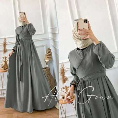 HugoStore - Aleta Gamis Dress Maxy Bahan Hyget Super Abu
