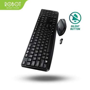 WIRELESS KEYBOARD DAN MOUSE SET ROBOT KM3100 Hitam