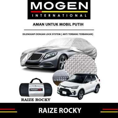 Cover Mobil / Sarung RAIZE ROCKY merk FUSION R / Cover Mobil Putih