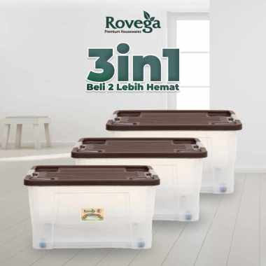 3in1 Rovega Kotak Kontainer Plastik Premium dengan 4 roda 70 Liter Food Grade 3IN1 BS70/BS60 RANDOM 