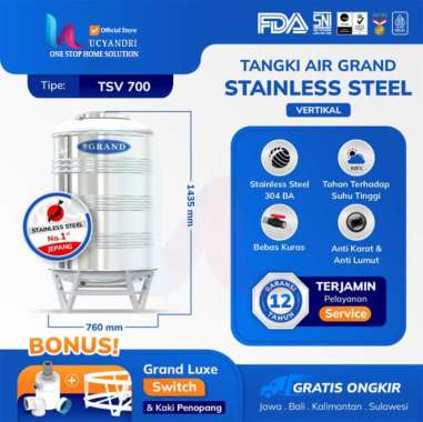 Toren Tandon Tangki Air Stainless Grand Vertical 550 L TSV 700