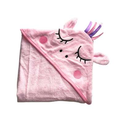 Freckles Bamboo Hooded Towel Unicorn - Purple Pink - Handuk mandi anak dengan topi