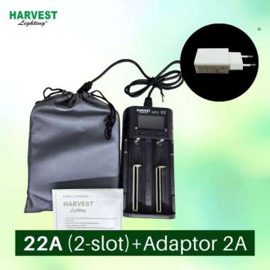 Harvest Lighting Battery Charger Alat Cas Baterai LCD Display 18650 - 22A (2-slot) 2-Slot+Adaptor