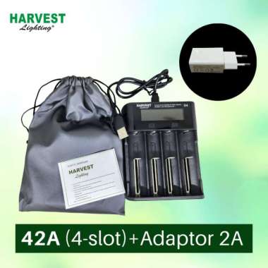 Harvest Lighting Battery Charger Alat Cas Baterai LCD Display 18650 - 22A (2-slot) 4-Slot+Adaptor