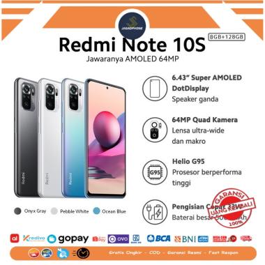 Xiaomi Redmi Note 10S (8GB+128GB) Helio G95 64MP Quad Kamera Layar 6.43� Super AMOLED 5000mAh Pebble
