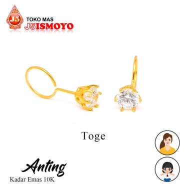 Anting Emas Toge Dewi, Anting Emas 10 Karat, Anting Pria wanita J5 Ismoyo