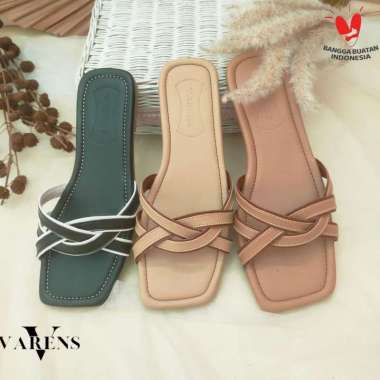 Varens - Alina Sandal Sendal Flat Teplek Selop Non Slip Anti Slip Ringan Tidak Licin Kulit SIntetis 