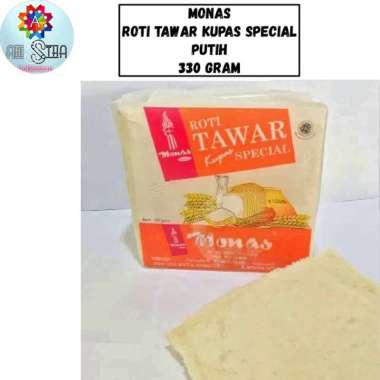 Monas Roti Tawar Kupas Special Pandan 330 Gram Putih