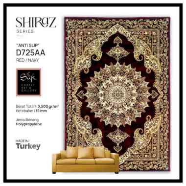 Karpet Permadani Tebal Klasik Shiraz Impor Turki - 120x170 D725A - RED