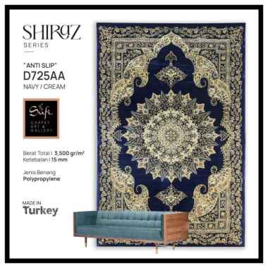 Karpet Permadani Tebal Klasik Shiraz Impor Turki - 120x170 D725A - NAVY