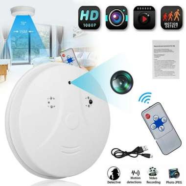 Spy Camera CCTV Mini Non Wifi Smoke Detector Kamera Detektor Asap Full HD 1080P Dengan Remote Contro