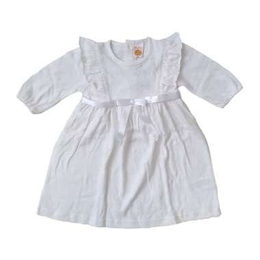 PLEU Dress Jaquard Frill Dress Anak Perempuan 3 bulan Putih