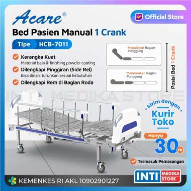 ACARE - Bed Pasien | Hospital Bed | Ranjang Pasien Matras Biasa 1 Crank