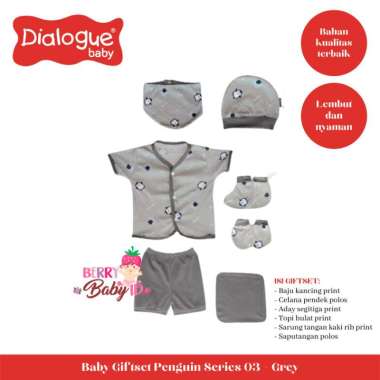 Dialogue Baby Giftset Paket Kado Hadiah Baju Bayi Unisex Gift Set Berry Baby Series 03 Grey