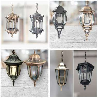 Lampu Gantung Aesthetic Outdoor Lampu klasik Lampu Tempel Lampu Taman 5009 hitam