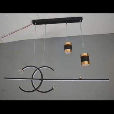 Lampu Gantung Minimalis Hias LED 3 Warna Minimalis Void Black