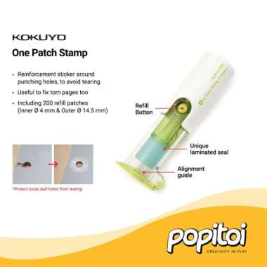 KOKUYO One Patch STAMPER Penguat Lubang Kertas File Binder GREEN