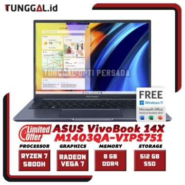 ASUS Vivobook 14X VIPS751 RYZEN 7 5800H VEGA 7 14" 16GB 512GB W11+OHS