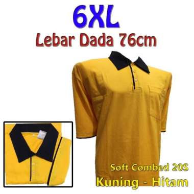 Kaos Polo Kombinasi Katun Combed 20S Jumbo Besar 6XL Kuning Hitam