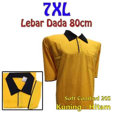 Kaos Polo Kombinasi Katun Combed 20S Jumbo Besar 7XL Kuning Hitam