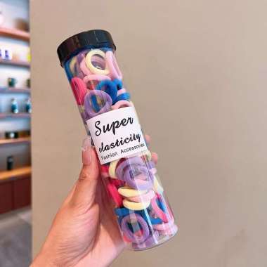 FG Ikat Rambut Wanita Anak Set 100pcs Box Tali Ikat Rambut Karet Elastis Polos Warna Warni Import Fa