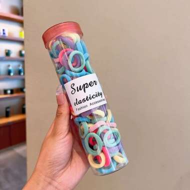 FG Ikat Rambut Wanita Anak Set 100pcs Box Tali Ikat Rambut Karet Elastis Polos Warna Warni Import Fa