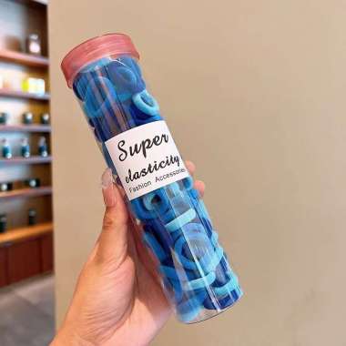 FG Ikat Rambut Wanita Anak Set 100pcs Box Tali Ikat Rambut Karet Elastis Polos Warna Warni Import Fa