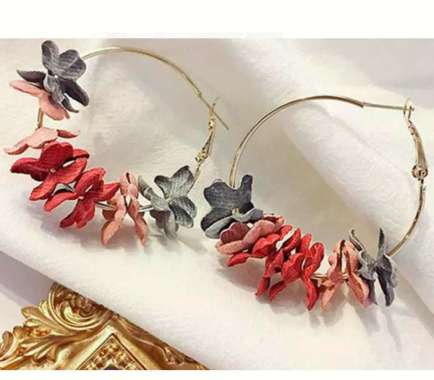 Anting anting bunga bulat gaya Korea elegan wanita korea