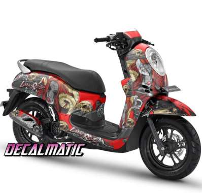 Stiker Full Body + Decal Dashboard Motor Honda Scoopy - Lady Rose 2020-2023 Merah