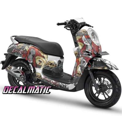 Stiker Full Body + Decal Dashboard Motor Honda Scoopy - Lady Rose 2020-2023 Putih