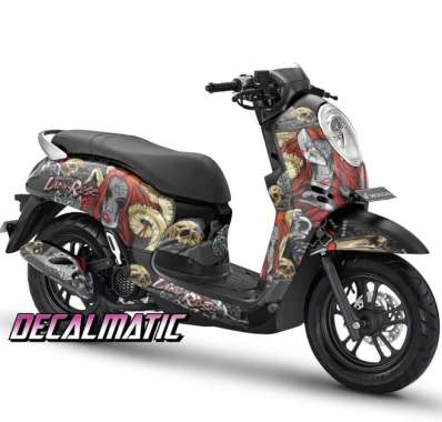 Stiker Full Body + Decal Dashboard Motor Honda Scoopy - Lady Rose 2020-2023 Hitam