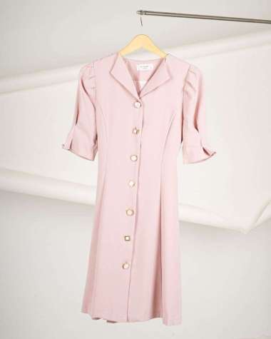 MADE IN KOREA CLOTHES Korean Button Pink Dress By Bling Made in Korea L