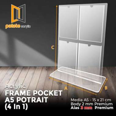 akrilik frame / acrylic frame pocket a5 potrait (4 in 1) Multicolor