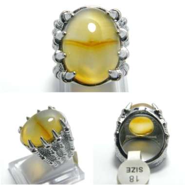 Cincin Batu Akik Natural Pacitan / Agate / Anggur Motif Garis Junder