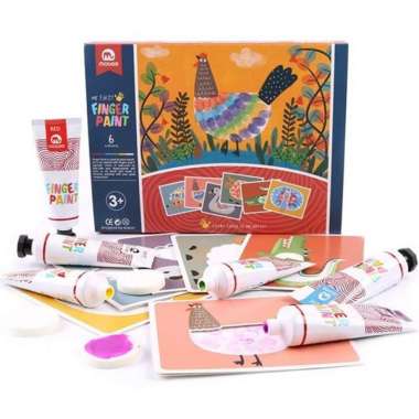 mobee finger painting set 6 colors - cat warna anak - activity toys
