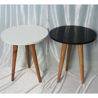 1 SET - 2 STOOL BULAT + 1 MEJA / BULAT MINIMALIS 2 STOOL + 1 MEJA PUTIH