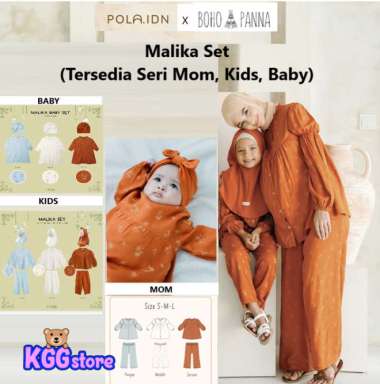 [KGG] BOHOPANNA (1set) Malika Set Gamis + Hijab Ramadhan Baju Lebaran Semua Ukuran Multicolor