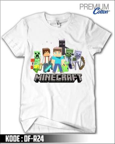 Kaos Minecraft Premium Cotton Baju Anak Minecraft #DF-R24 11-12 tahun