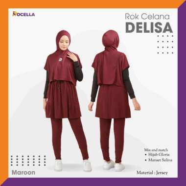 Rocella Sports - Rok Celana Olahraga Muslimah "Delisa" S-M Maroon