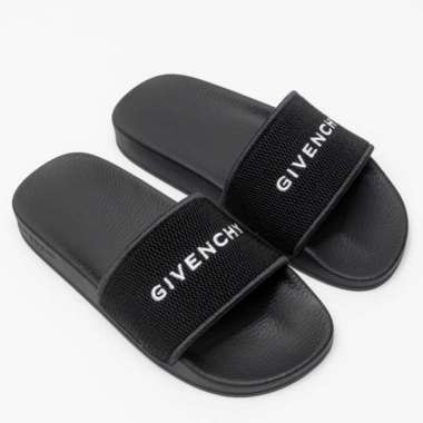 Givenchy Logo Rubber and Mesh Sandals Slide Black 38
