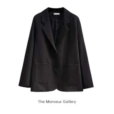 The Monseur Gallery Blazer Hitam Lengan Panjang Wanita Korean Style M Hitam