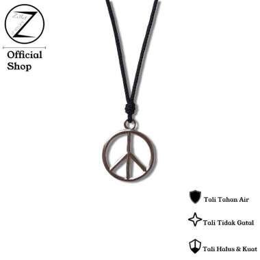 Zafa Kalung peace / kalung cowok / kalung cewek / kalung pria / kalung tali Silver