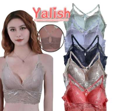 Bra Bralette Yalish Renda Full / Lace Bra Tali Silang Belakang / nonwi Orange XL