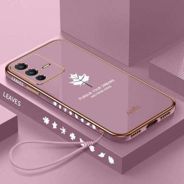 Softcase Maple Terbaru Vivo V23 5G Elektro Plating Silikon Camera Protect Bonus Tali Strap VIVO V23