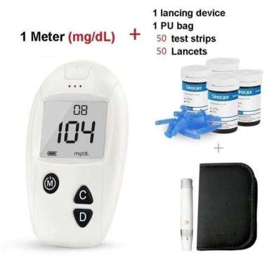 Sinocare Alat Tes Gula Darah Digital Cek Strip Gula Darah Glucosemeter