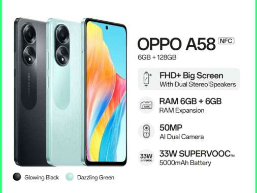 OPPO A58 RAM 6/128 GARANSI RESMI BISA KREDIVO / PAYLATER HIJAU