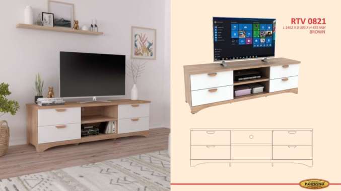 Meja TV Rak Tv Minimalis Modern Bufet Tv Kayu RTV 0821 Romaro BOGOR
