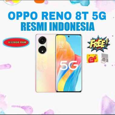 OPPO RENO8 T 5G 8/128GB ( RAM 8GB DAN INTERNAL 128GB) GARANSI RESMI INDONESIA gold