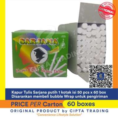 Chalk (Kapur Tulis) - Sarjana - Kapur Papan Tulis Putih (1 Carton) Multicolor